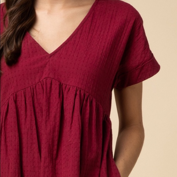 Entro Wine Babydoll Dress - Picture 2 of 4